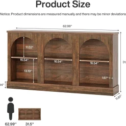 62.99“ Farmhouse TV Stand with Storage Cabinets, Media Console for Up to 65-Inch TV