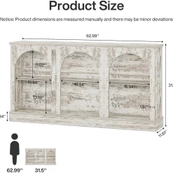 62.99“ Farmhouse TV Stand with Storage Cabinets, Media Console for Up to 65-Inch TV