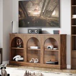 62.99“ Farmhouse TV Stand with Storage Cabinets, Media Console for Up to 65-Inch TV