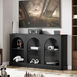 62.99“ Farmhouse TV Stand with Storage Cabinets, Media Console for Up to 65-Inch TV