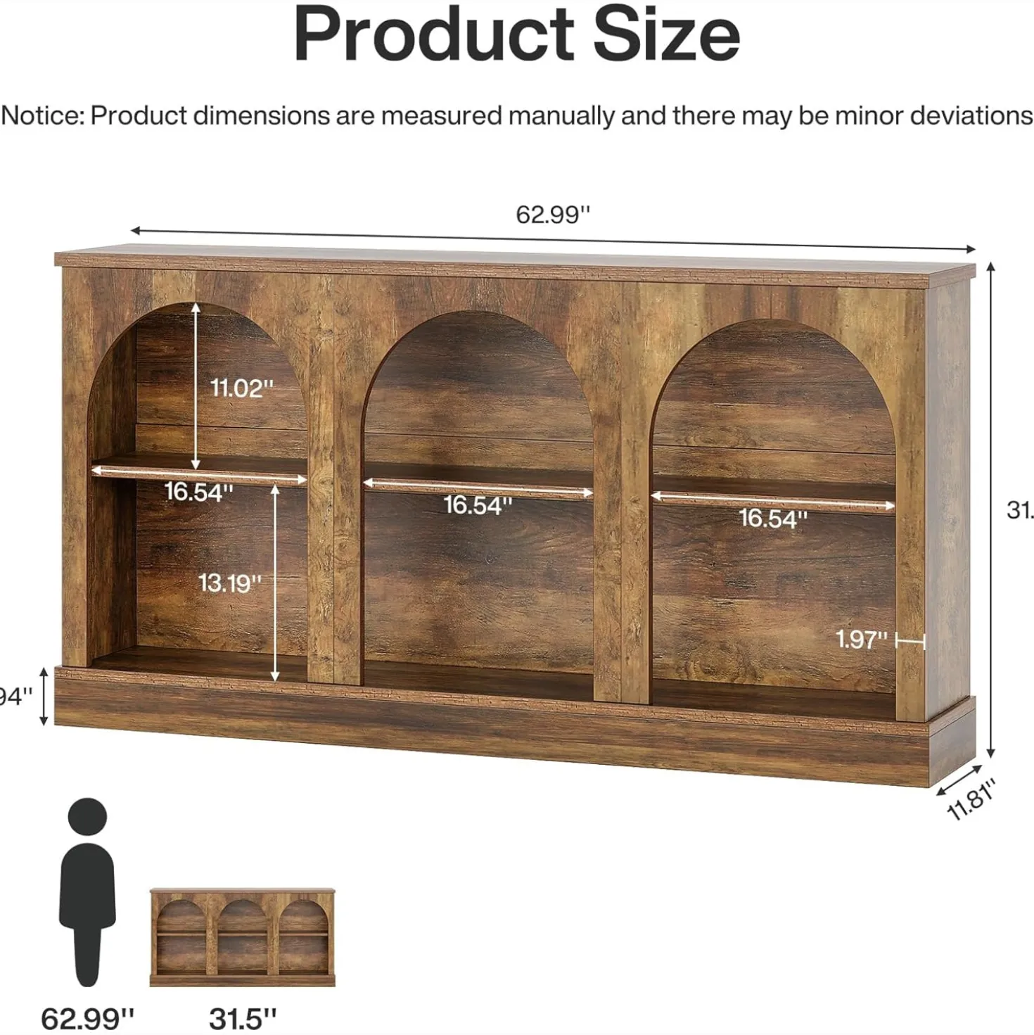 62.99“ Farmhouse TV Stand with Storage Cabinets, Media Console for Up to 65-Inch TV