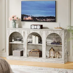 62.99“ Farmhouse TV Stand with Storage Cabinets, Media Console for Up to 65-Inch TV