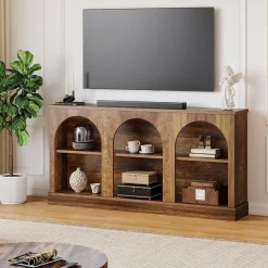 62.99“ Farmhouse TV Stand with Storage Cabinets, Media Console for Up to 65-Inch TV
