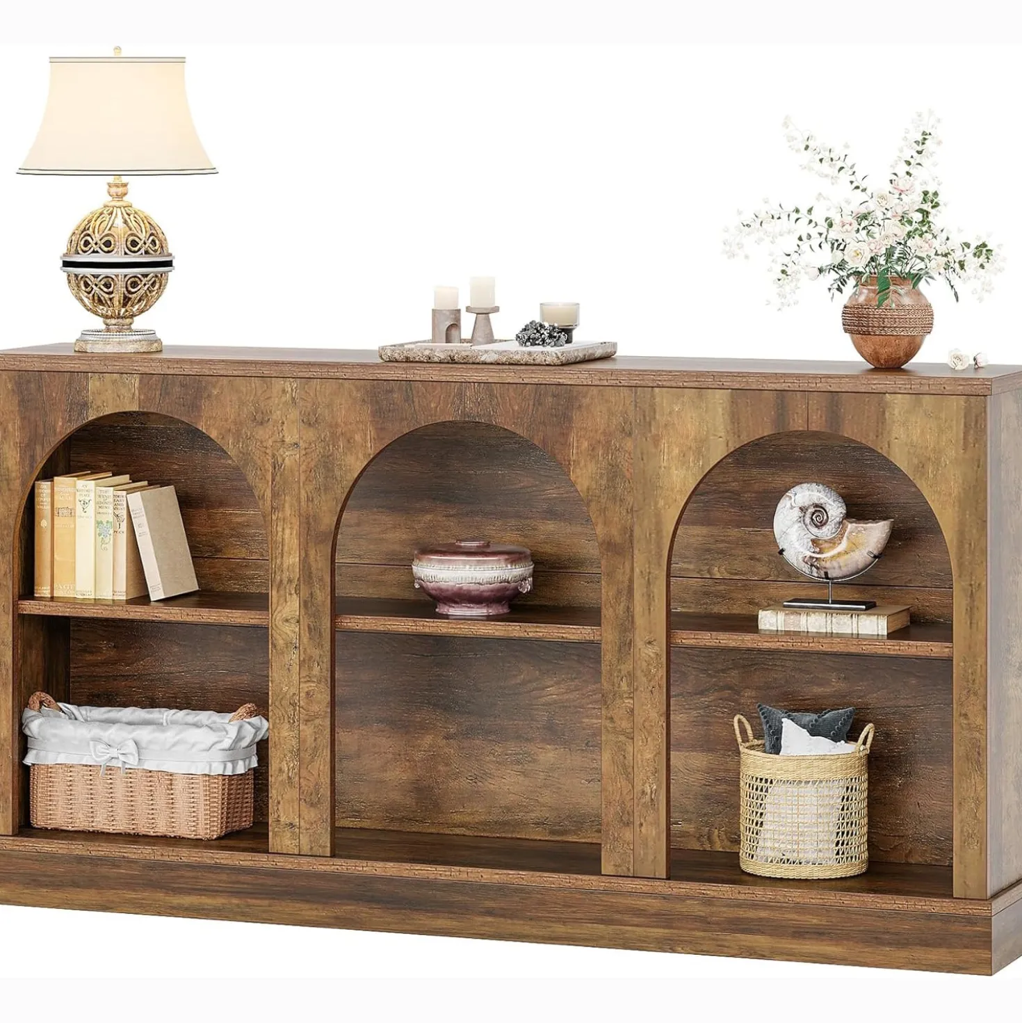 62.99“ Farmhouse TV Stand with Storage Cabinets, Media Console for Up to 65-Inch TV