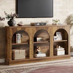 62.99“ Farmhouse TV Stand with Storage Cabinets, Media Console for Up to 65-Inch TV