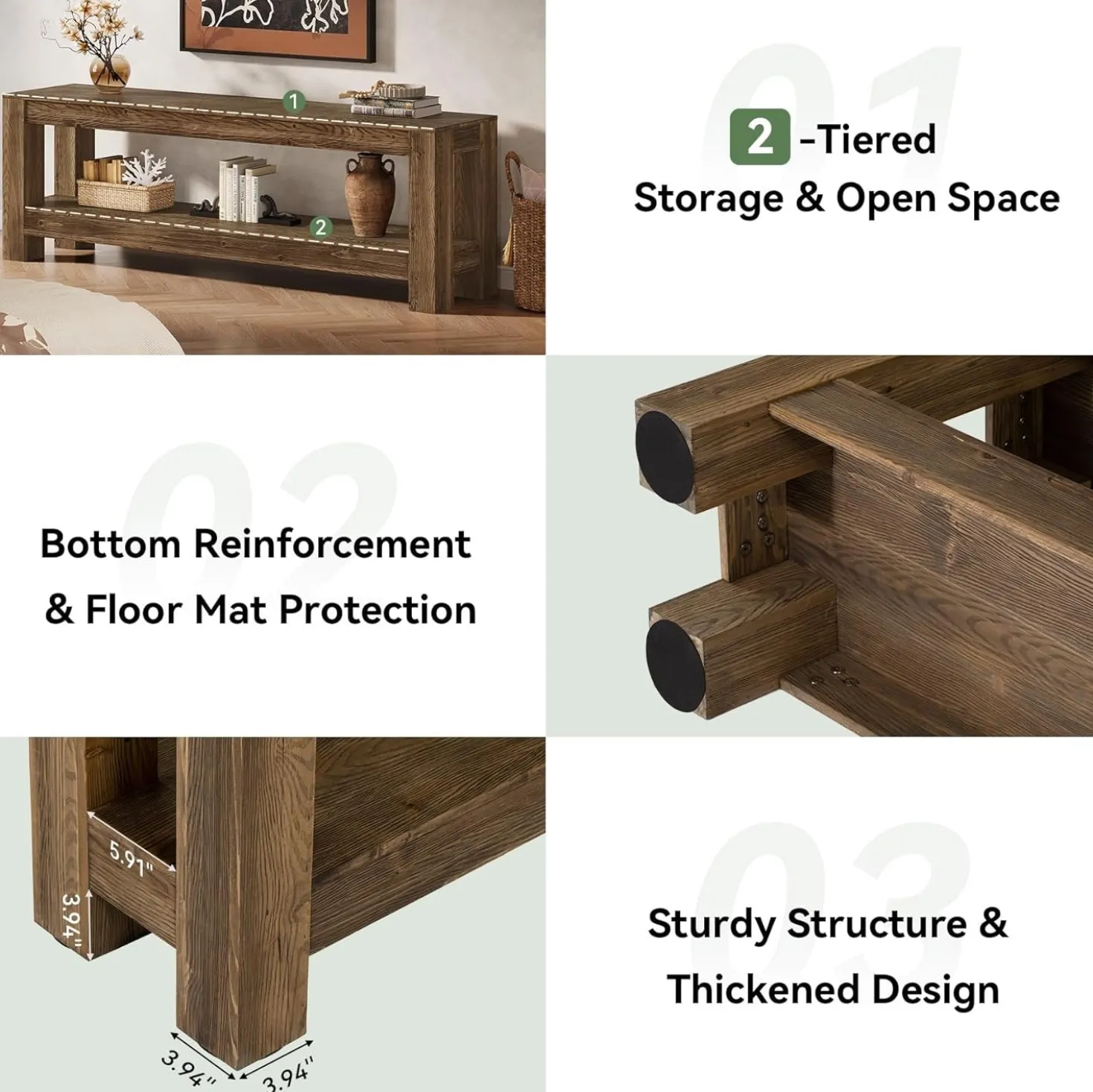 70.9" Farmhouse TV Stand, Wood Entertainment Center for 65/70/80/85-Inch TVs
