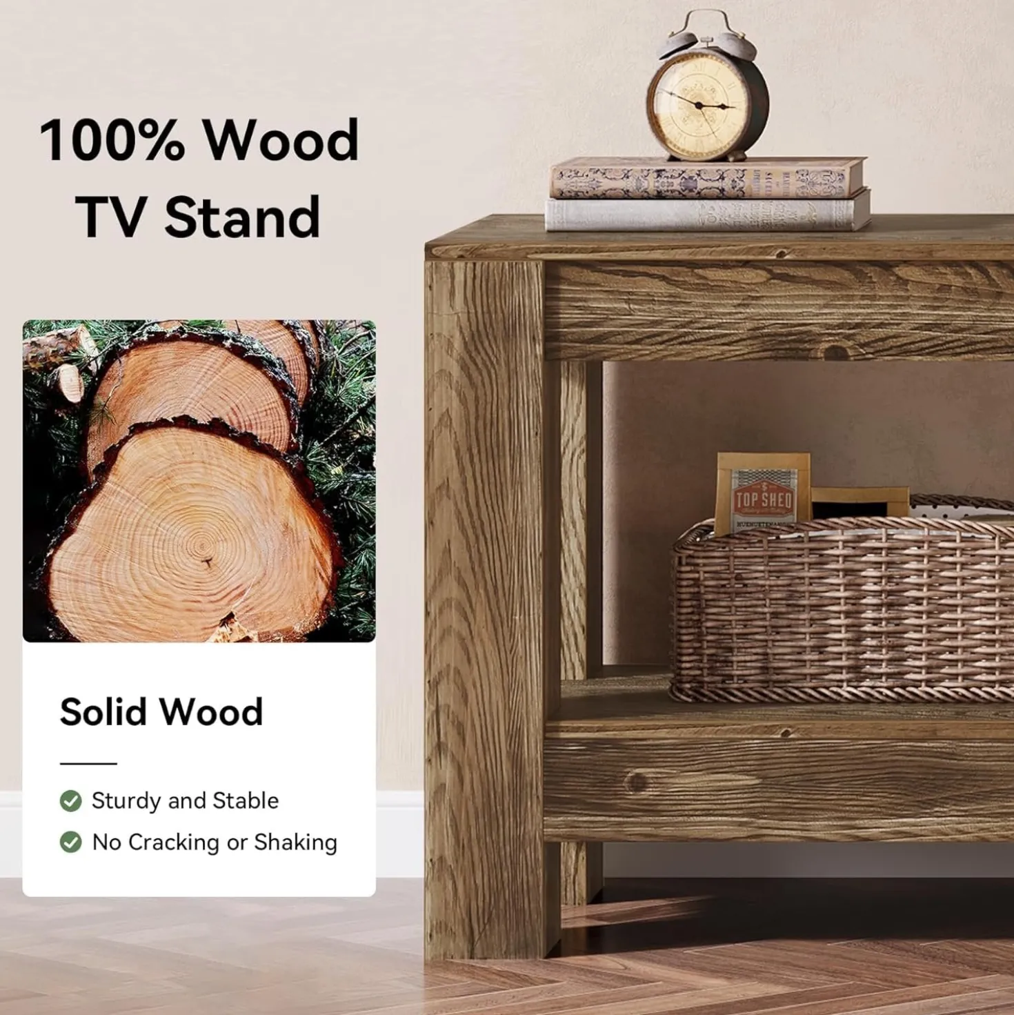 70.9" Farmhouse TV Stand, Wood Entertainment Center for 65/70/80/85-Inch TVs