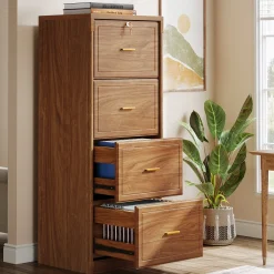 51" File Cabinet, Vertical Filing Cabinet with 4 Storage Drawers