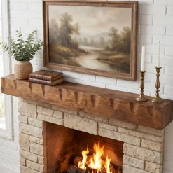 63" Fireplace Mantel Shelf, Solid Wood Wall Floating Mantel Shelf for Over Fireplace