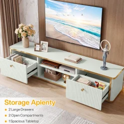 55" Floating TV Stand with 2 Drawers, Wall Mounted Entertainment Center for Living Room