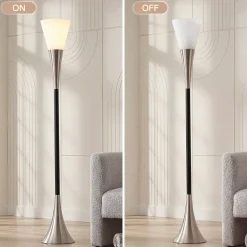 72.8" Floor Lamp with Sandblasted Glass Lampshade & Foot Pedal Switch