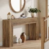 63" Fluted Console Table, Rustic Entryway Table Sofa Table Behind Couch