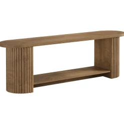 63” Fluted TV Stand, Farmhouse Entertainment Center with Storage Shelf