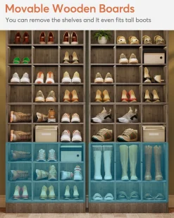70.8" Freestanding Shoe Cabinet, 10-Tier Shoe Rack Storage Organizer with 30 Cubbies