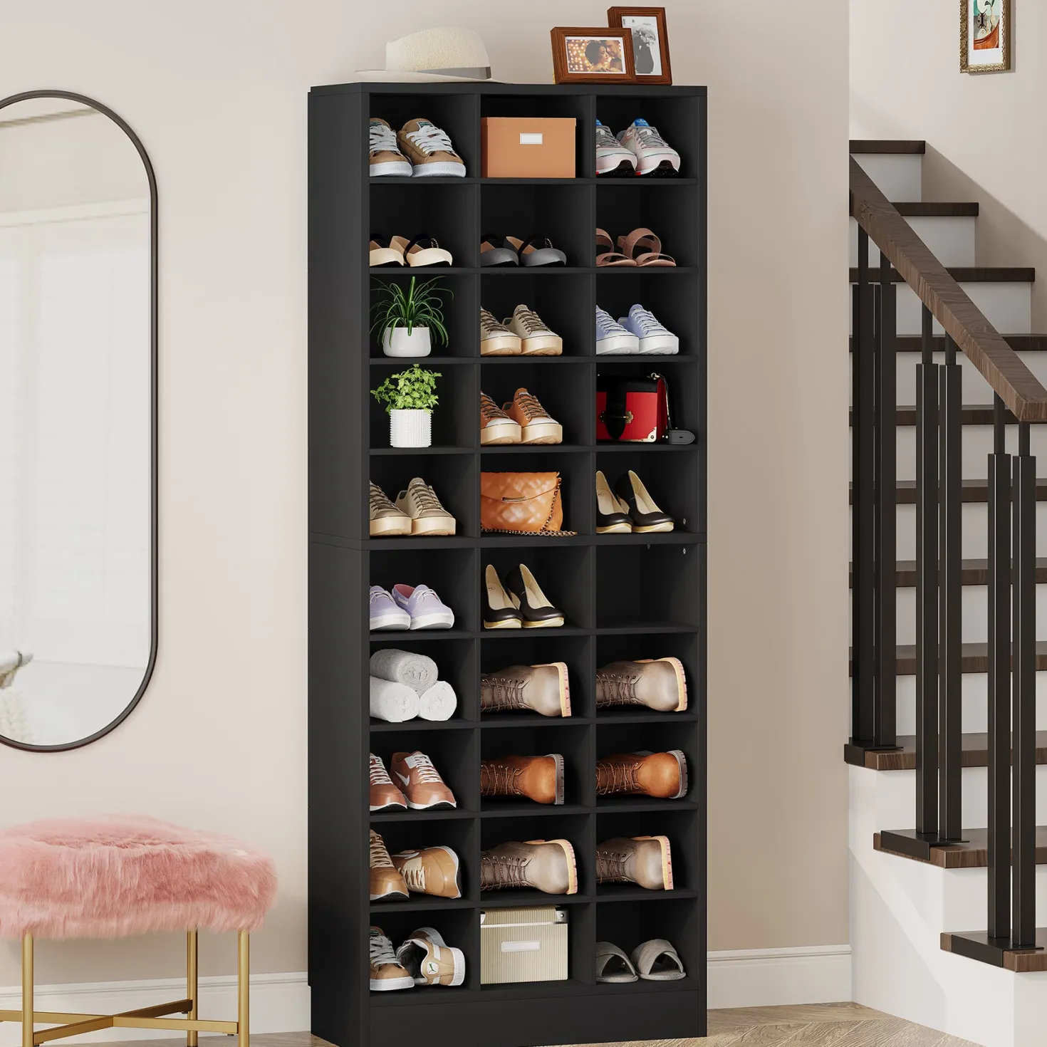 70.8" Freestanding Shoe Cabinet, 10-Tier Shoe Rack Storage Organizer with 30 Cubbies