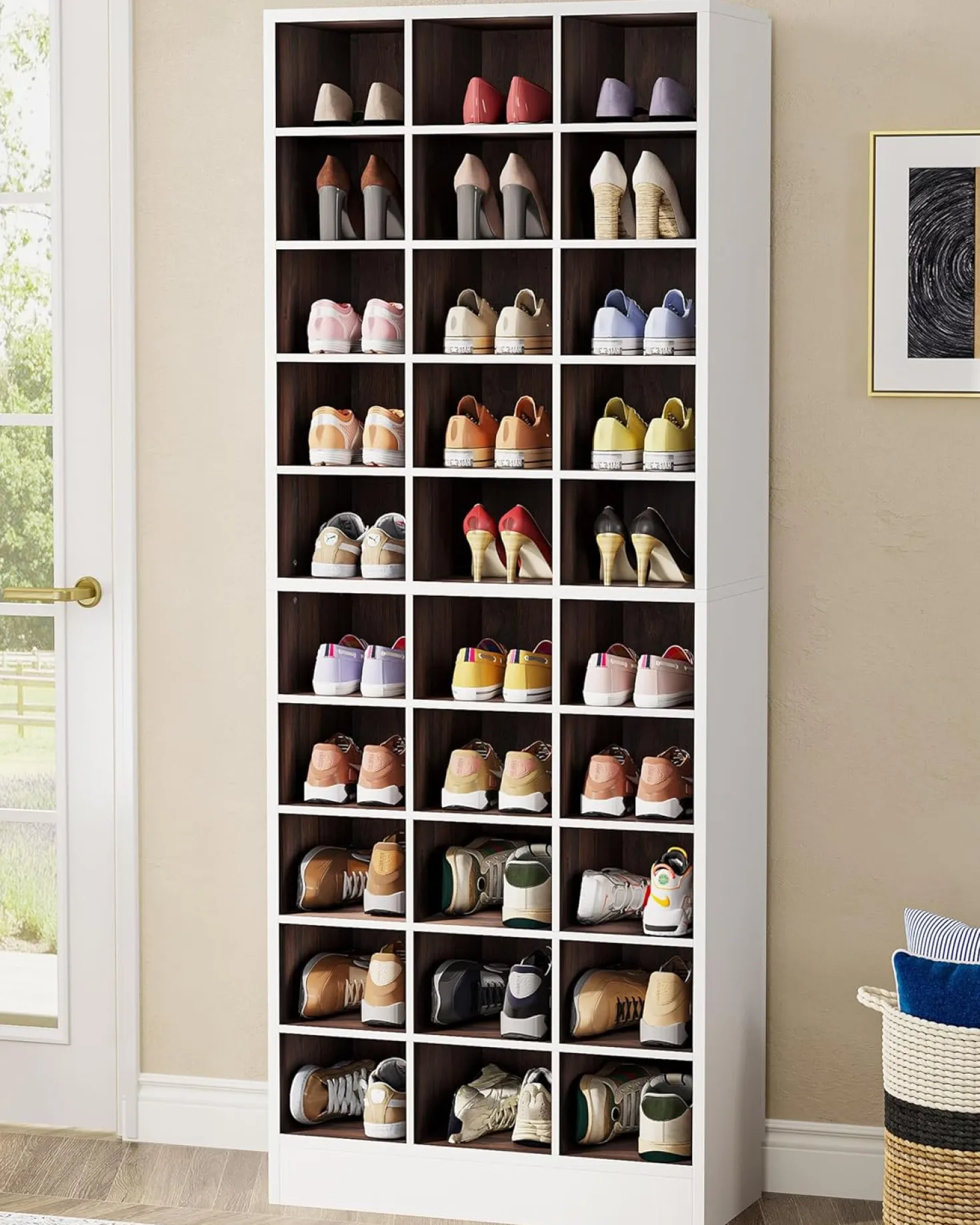 70.8" Freestanding Shoe Cabinet, 10-Tier Shoe Rack Storage Organizer with 30 Cubbies