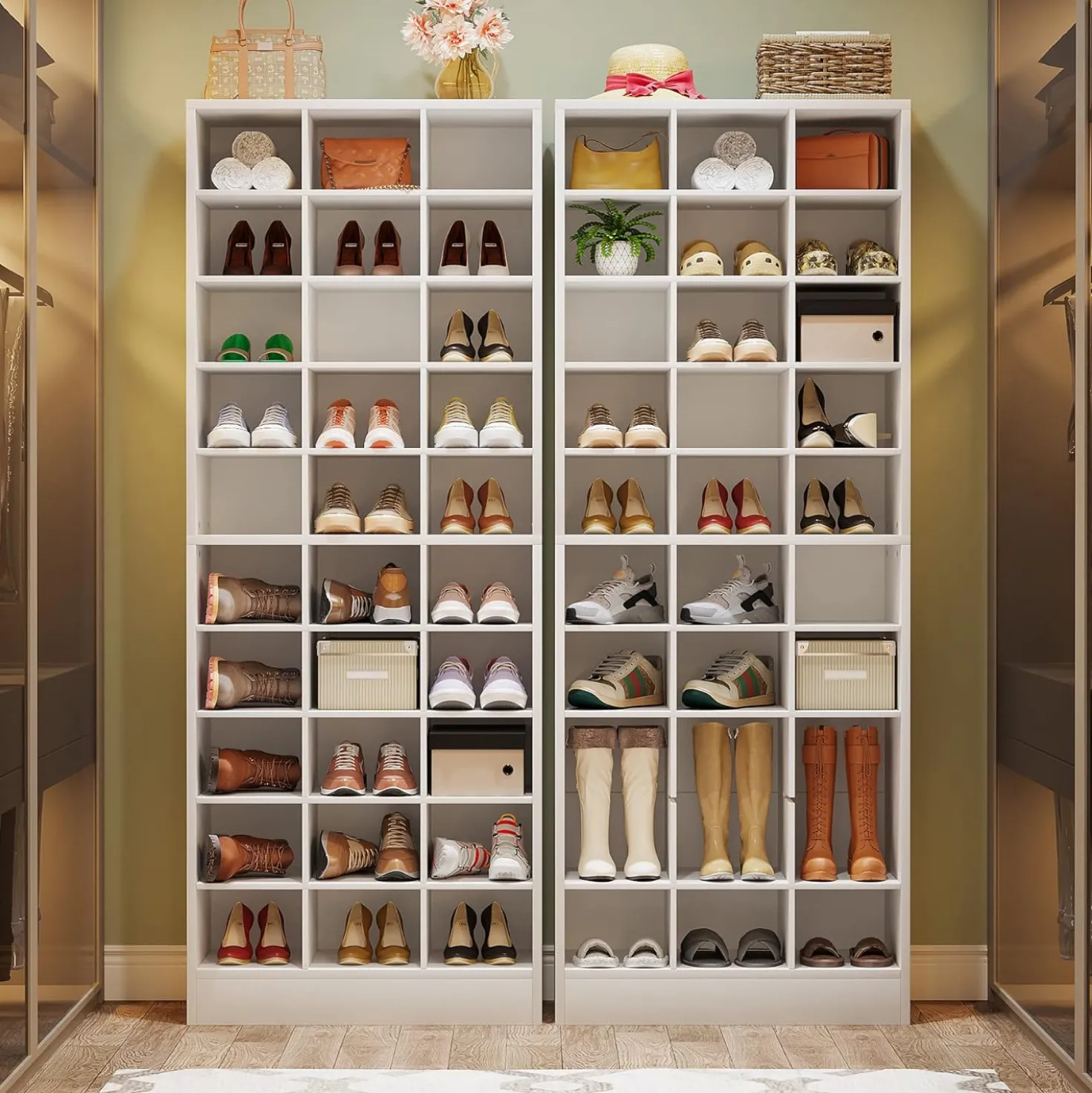 70.8" Freestanding Shoe Cabinet, 10-Tier Shoe Rack Storage Organizer with 30 Cubbies