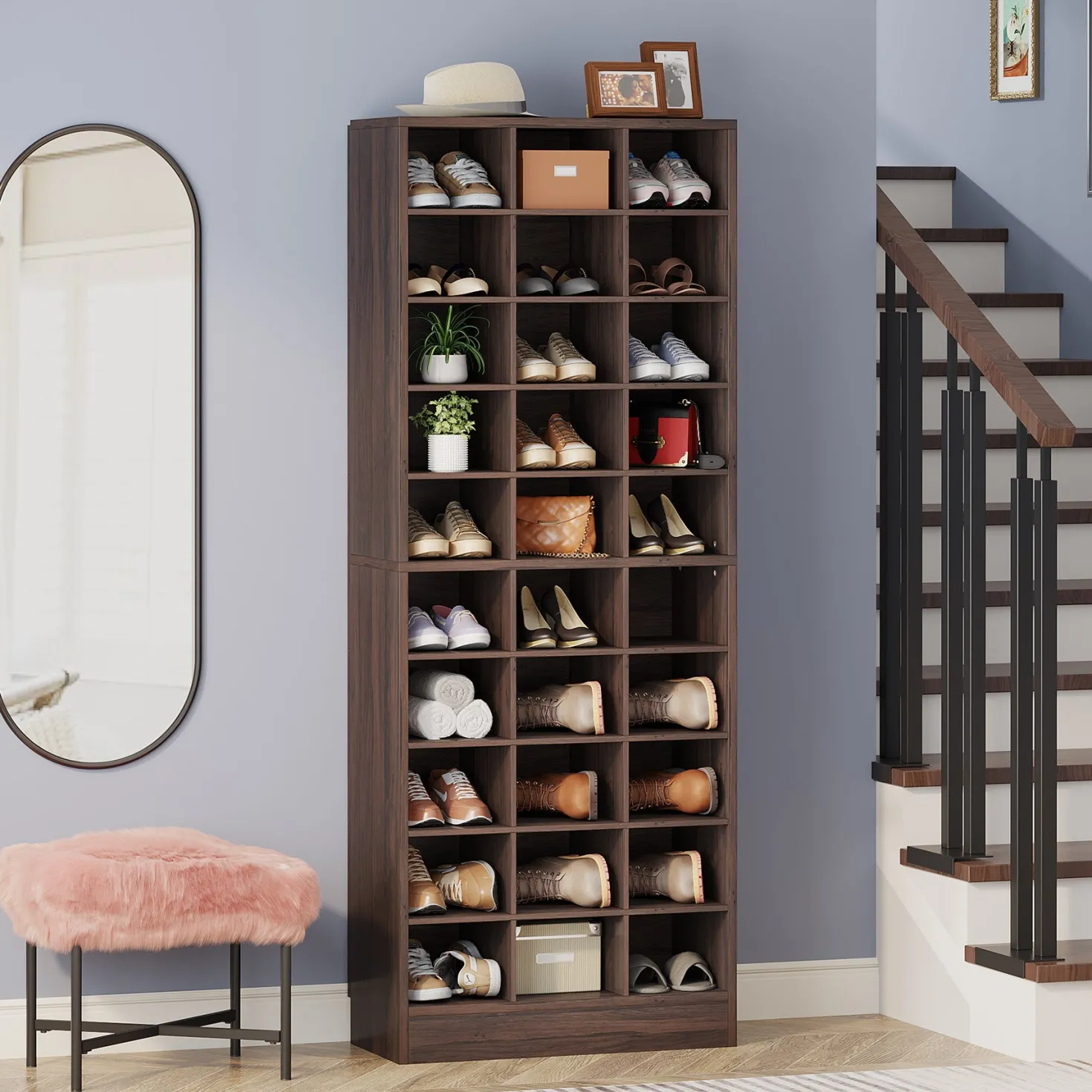70.8" Freestanding Shoe Cabinet, 10-Tier Shoe Rack Storage Organizer with 30 Cubbies
