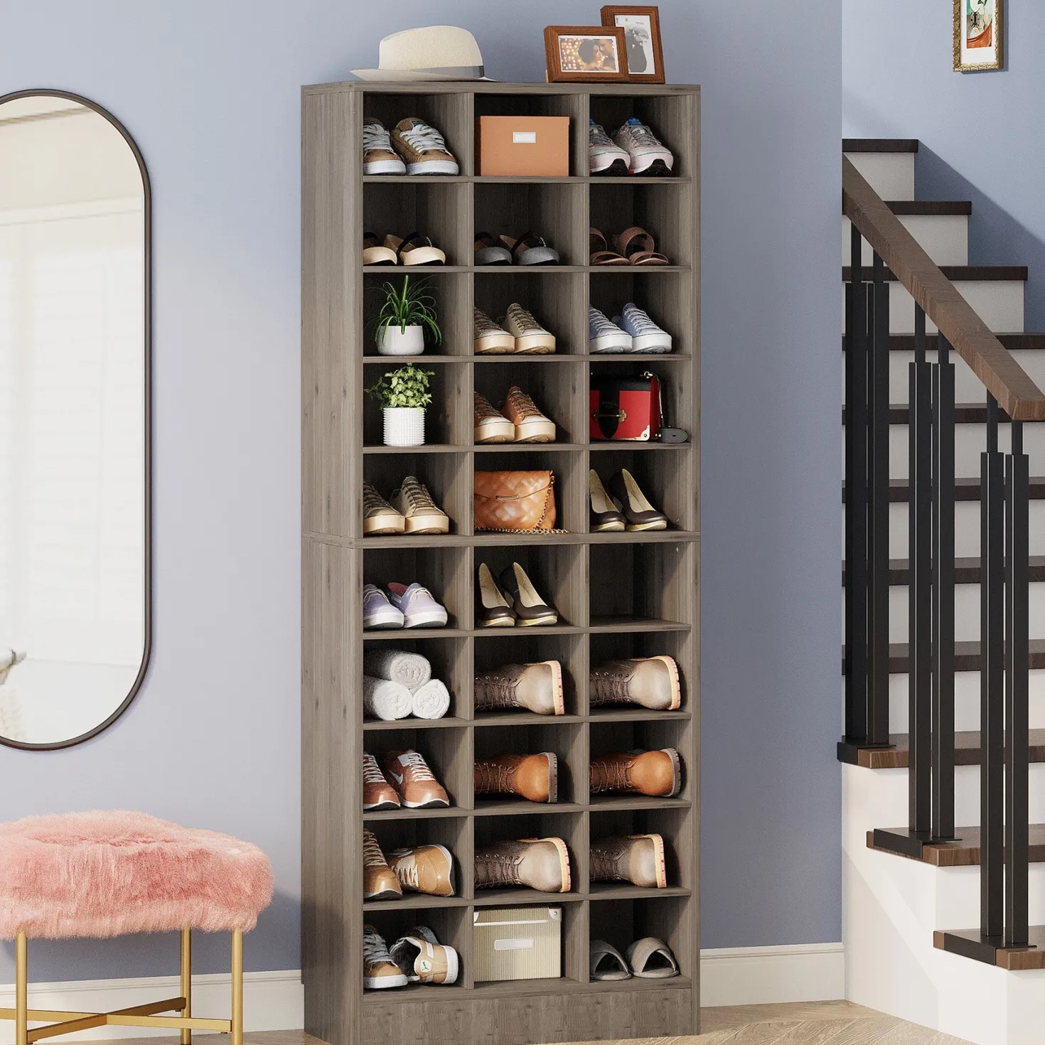 70.8" Freestanding Shoe Cabinet, 10-Tier Shoe Rack Storage Organizer with 30 Cubbies