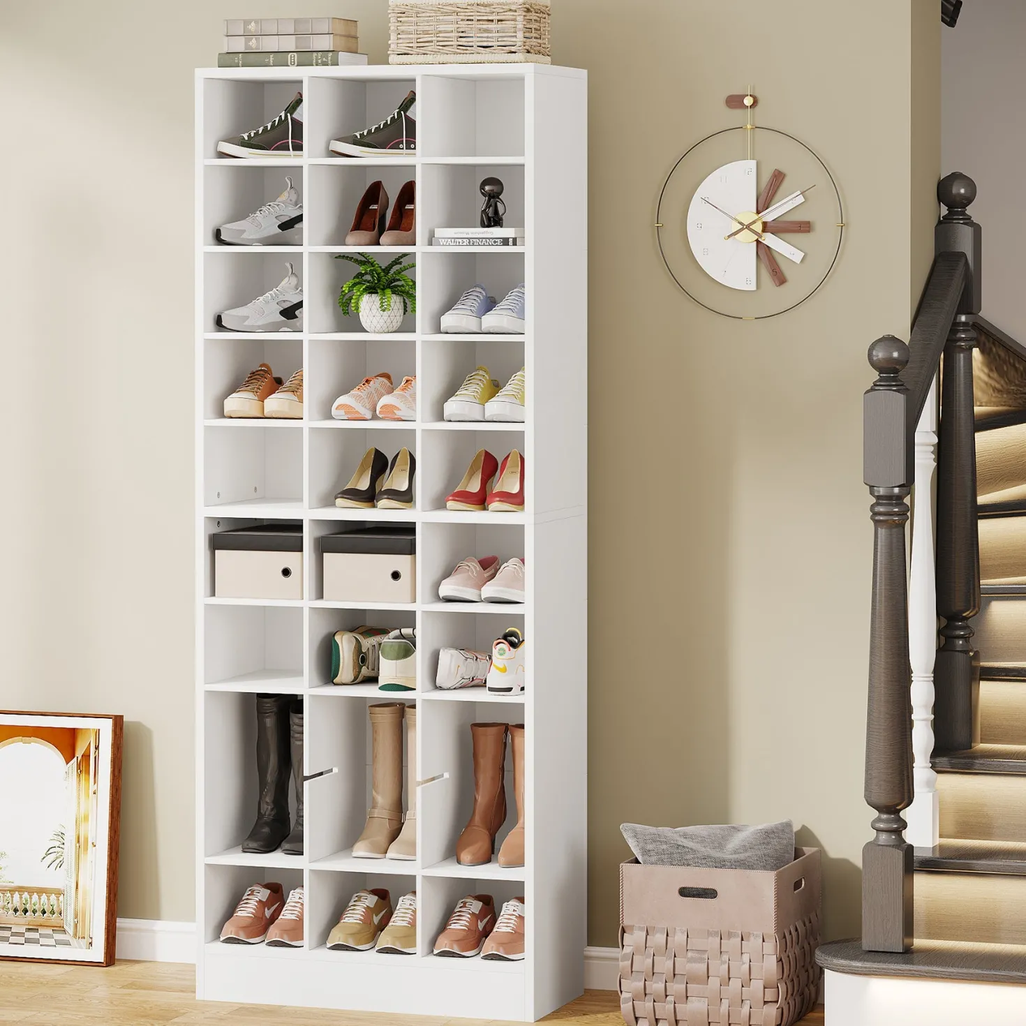 70.8" Freestanding Shoe Cabinet, 10-Tier Shoe Rack Storage Organizer with 30 Cubbies
