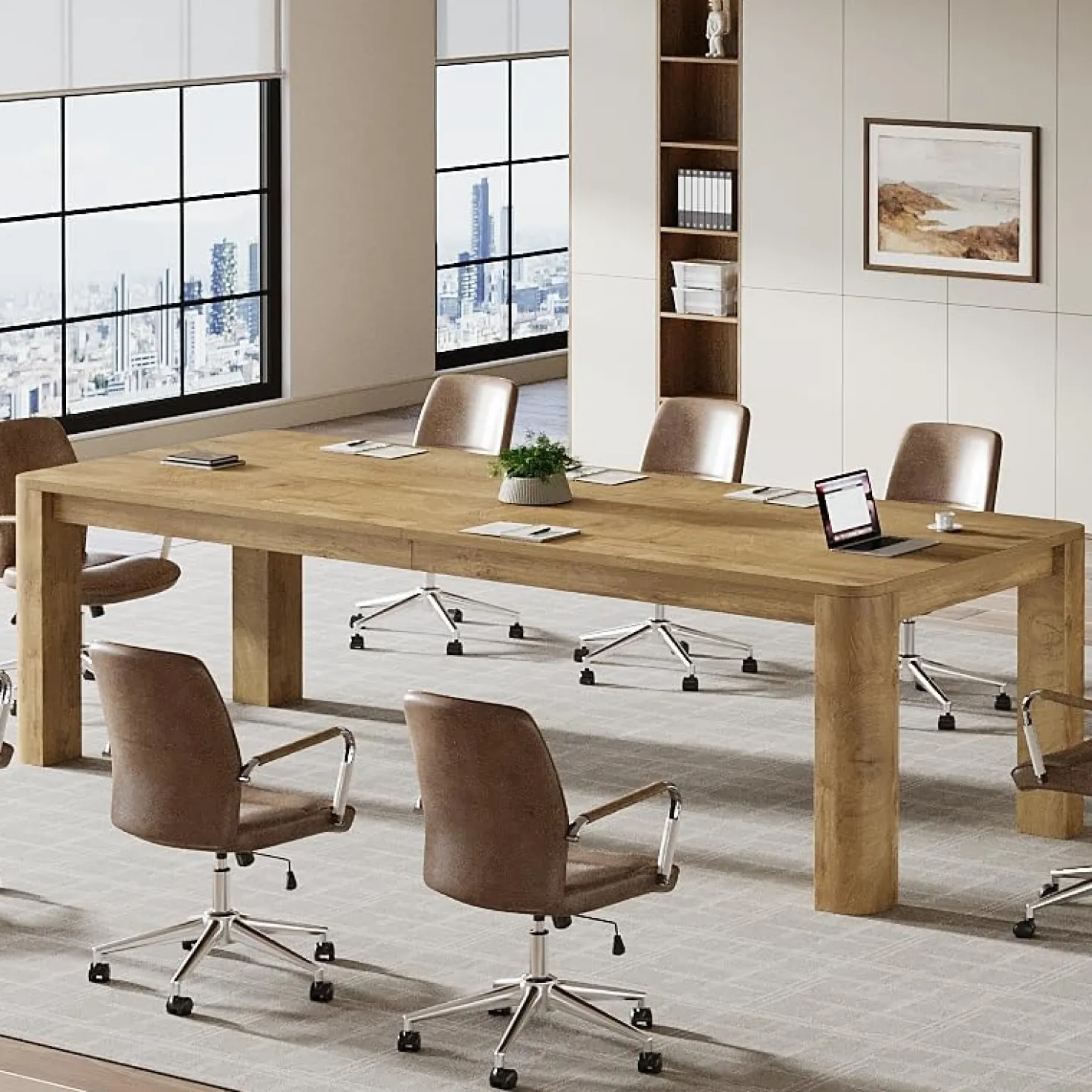 6.56 FT Conference Table for 6-8 People, 78.74" Executive Desk with Sturdy Legs