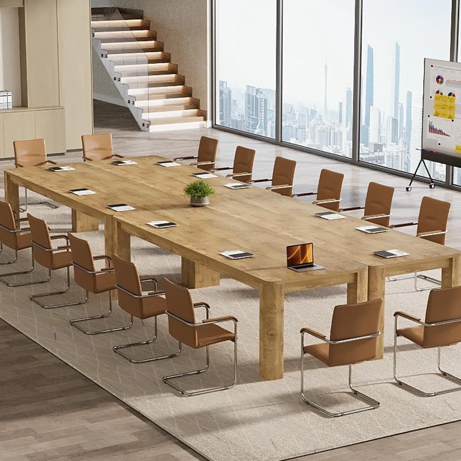 6.56 FT Conference Table for 6-8 People, 78.74" Executive Desk with Sturdy Legs