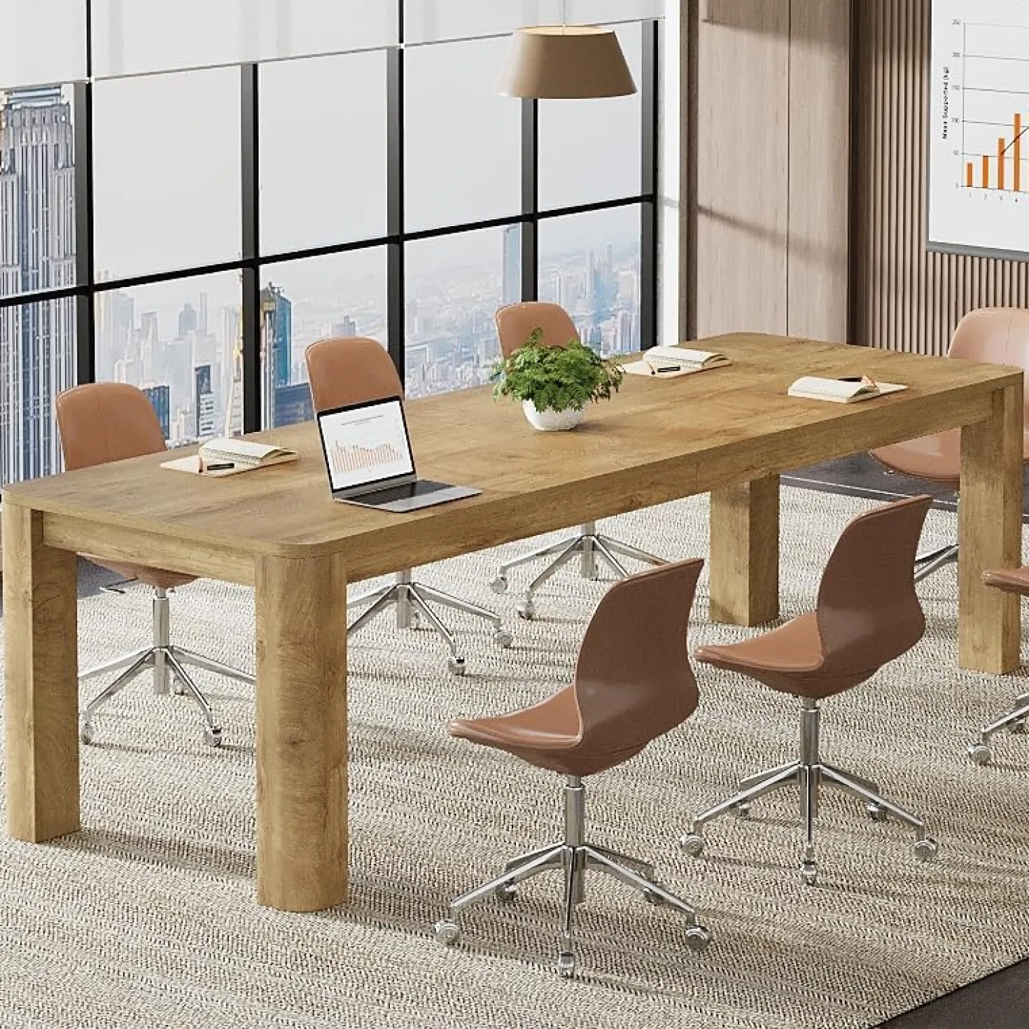 6.56 FT Conference Table for 6-8 People, 78.74" Executive Desk with Sturdy Legs
