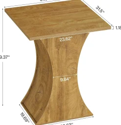 39.4" H Square Bar Table, Farmhouse Pub Cocktail Table with Curved Profile