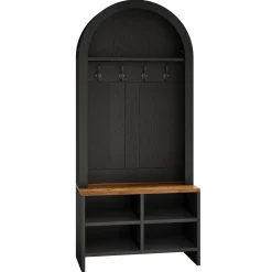 70.87“ Hall Tree, Arched Coat Rack with Bench and Shoe Storage