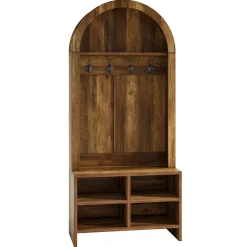70.87“ Hall Tree, Arched Coat Rack with Bench and Shoe Storage