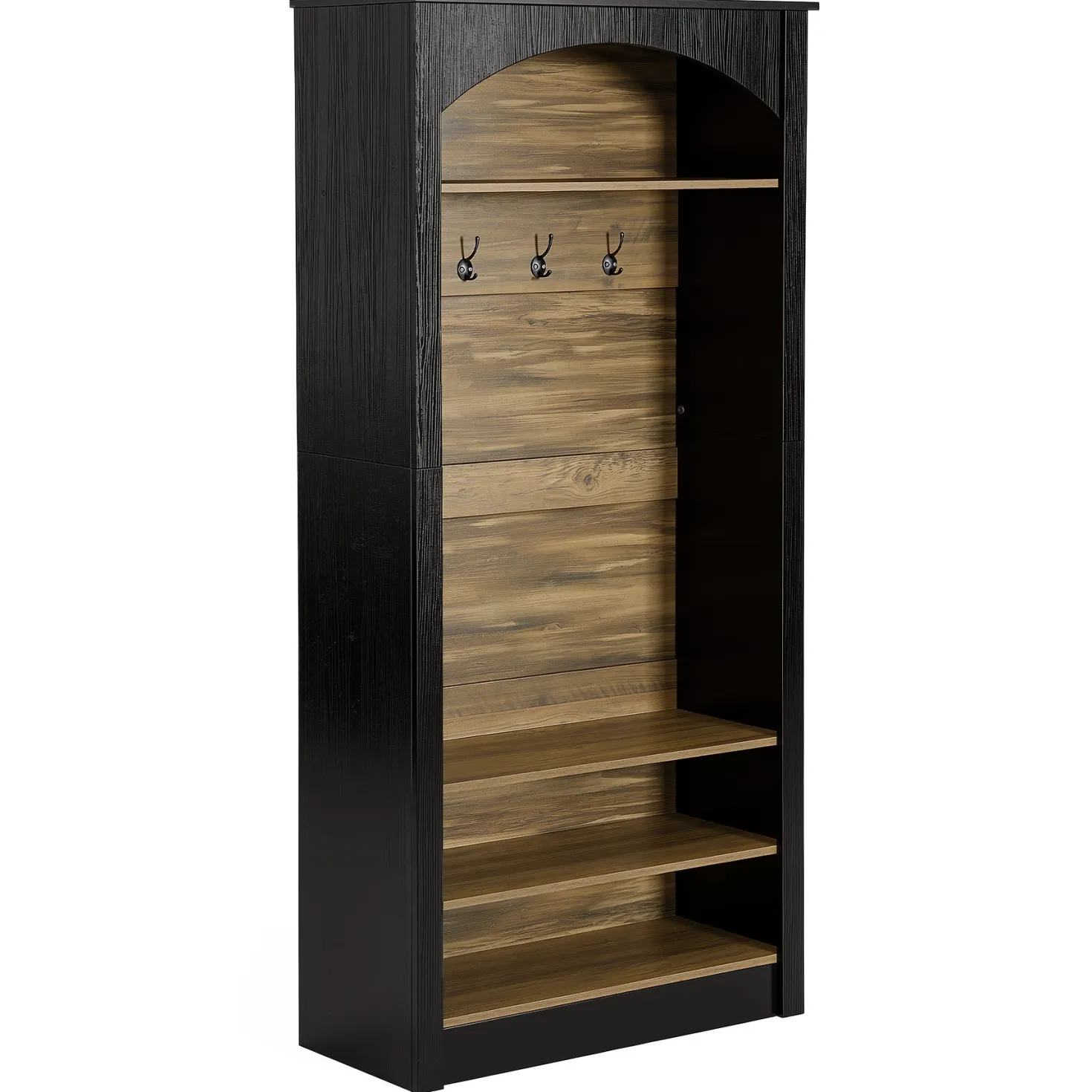 74.8" Hall Tree, 3-Tier Farmhouse Shoe Rack with Coat Rack for Entryway
