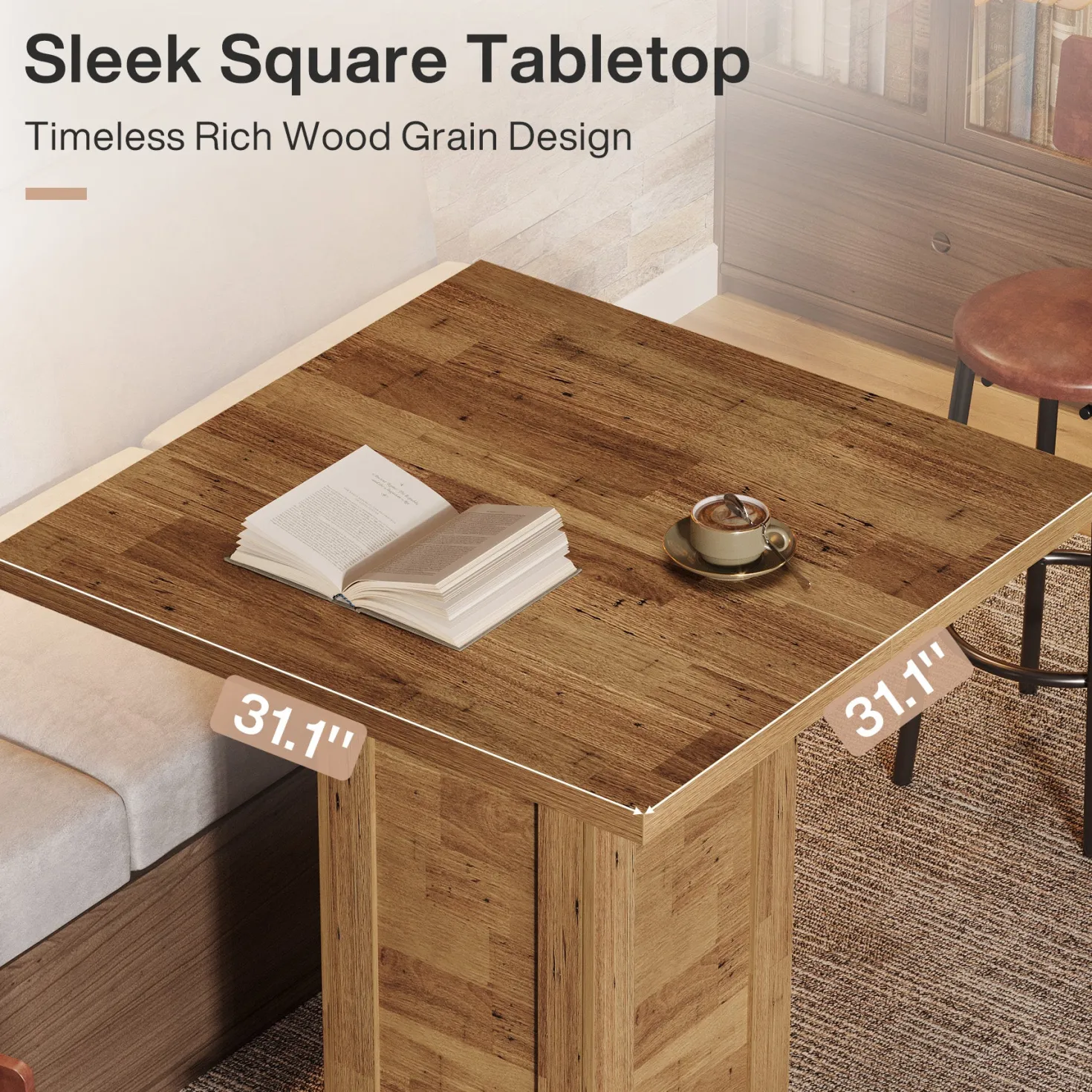 39" High Top Bar Table, Square Bistro Pub Cocktail Table