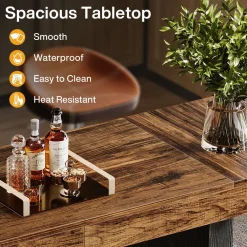 70.9" Home Bar Table, Counter Height Pub Table with Sturdy Base