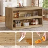 59" Home Bar Table, Rectangular Pub Table Coffee Bar Cabinet with 2-Tier Open Shelves