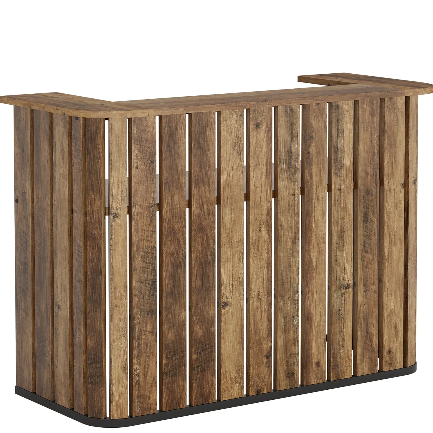 63" Home Bar Unit, Farmhouse Liquor Bar Table with 2-Tier Shelves