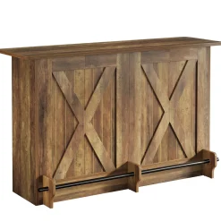 63" Home Bar Unit, 2-Tier Bar Table Coffee Cabinet with Footrest