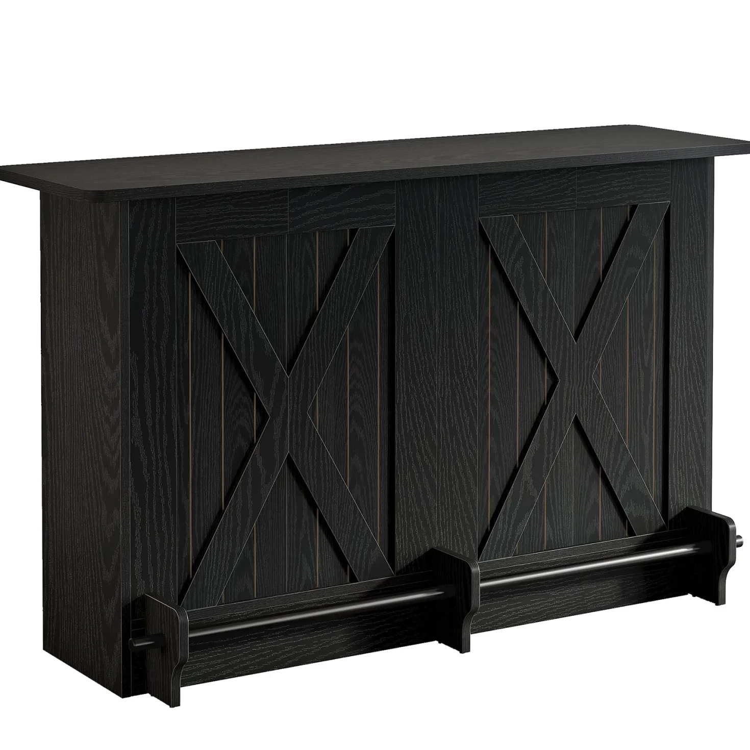 63" Home Bar Unit, 2-Tier Bar Table Coffee Cabinet with Footrest