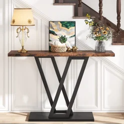 43 Inch Console Table, Industrial Entryway Hallway Table