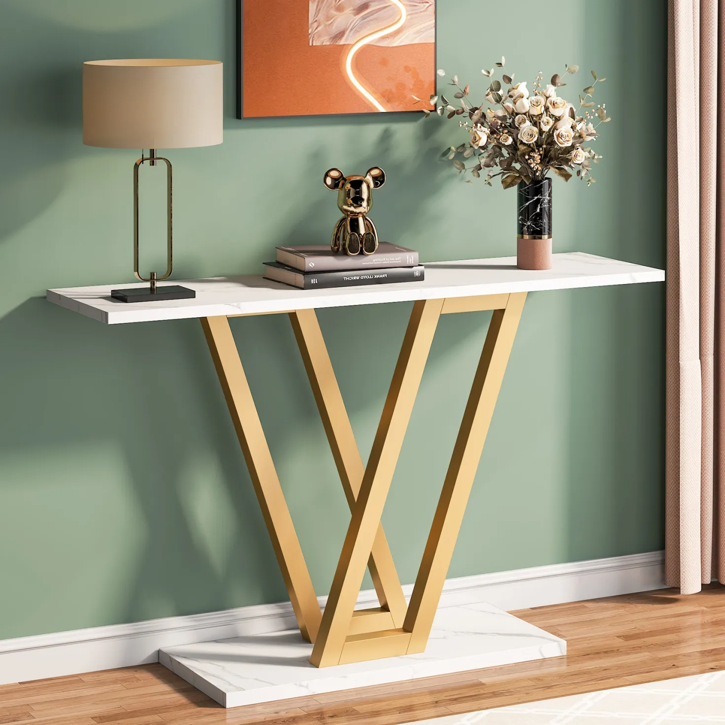 43 Inch Console Table, Industrial Entryway Hallway Table
