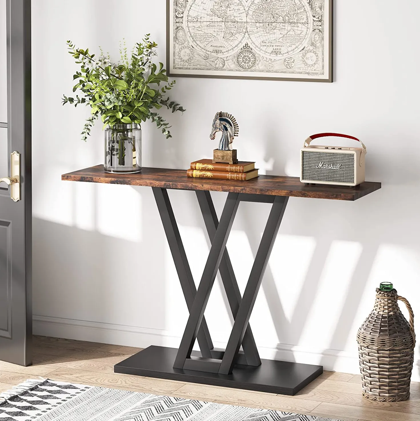 43 Inch Console Table, Industrial Entryway Hallway Table