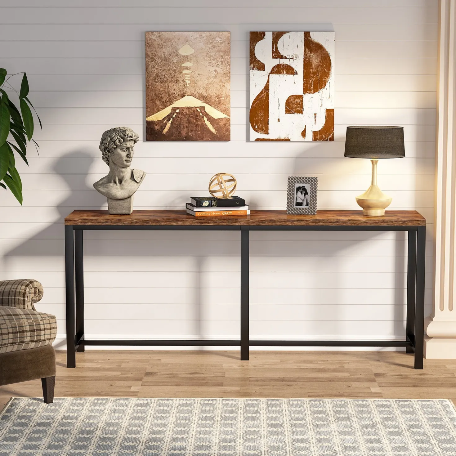 70.9 Inch Console Table, Skinny Long Entryway Table Sofa Table