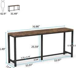 70.9 Inch Console Table, Skinny Long Entryway Table Sofa Table