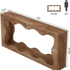 63 Inch Farmhouse Console Table with Storage, Narrow Sofa Table for Living Room and Entryway