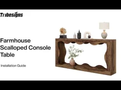 63 Inch Farmhouse Console Table with Storage, Narrow Sofa Table for Living Room and Entryway