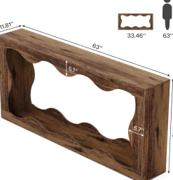 63 Inch Farmhouse Console Table with Storage, Narrow Sofa Table for Living Room and Entryway