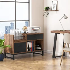 39 inch File Cabinet, Rustic Lateral Filing Cabinet with 2 Drawers