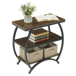 23 Inch Narrow End Table with Storage, 3 Tier Side Table for Living Room Bedroom Small Spaces