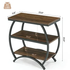 23 Inch Narrow End Table with Storage, 3 Tier Side Table for Living Room Bedroom Small Spaces