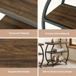 23 Inch Narrow End Table with Storage, 3 Tier Side Table for Living Room Bedroom Small Spaces