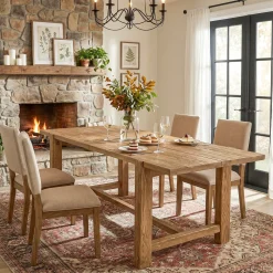 63 Inch Solid Wood Dining Table, Farmhouse Rectangular Table for Kitchen Dining Room 4-6 People